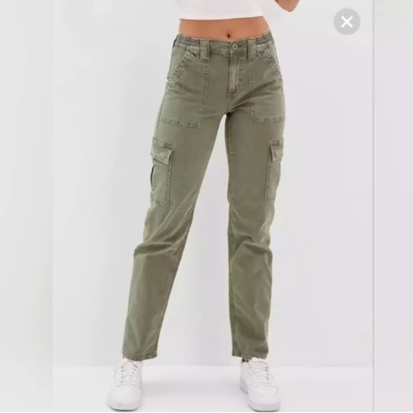 American Eagle Strech Cargo Pant Olive Green Size 2 - Picture 1 of 4